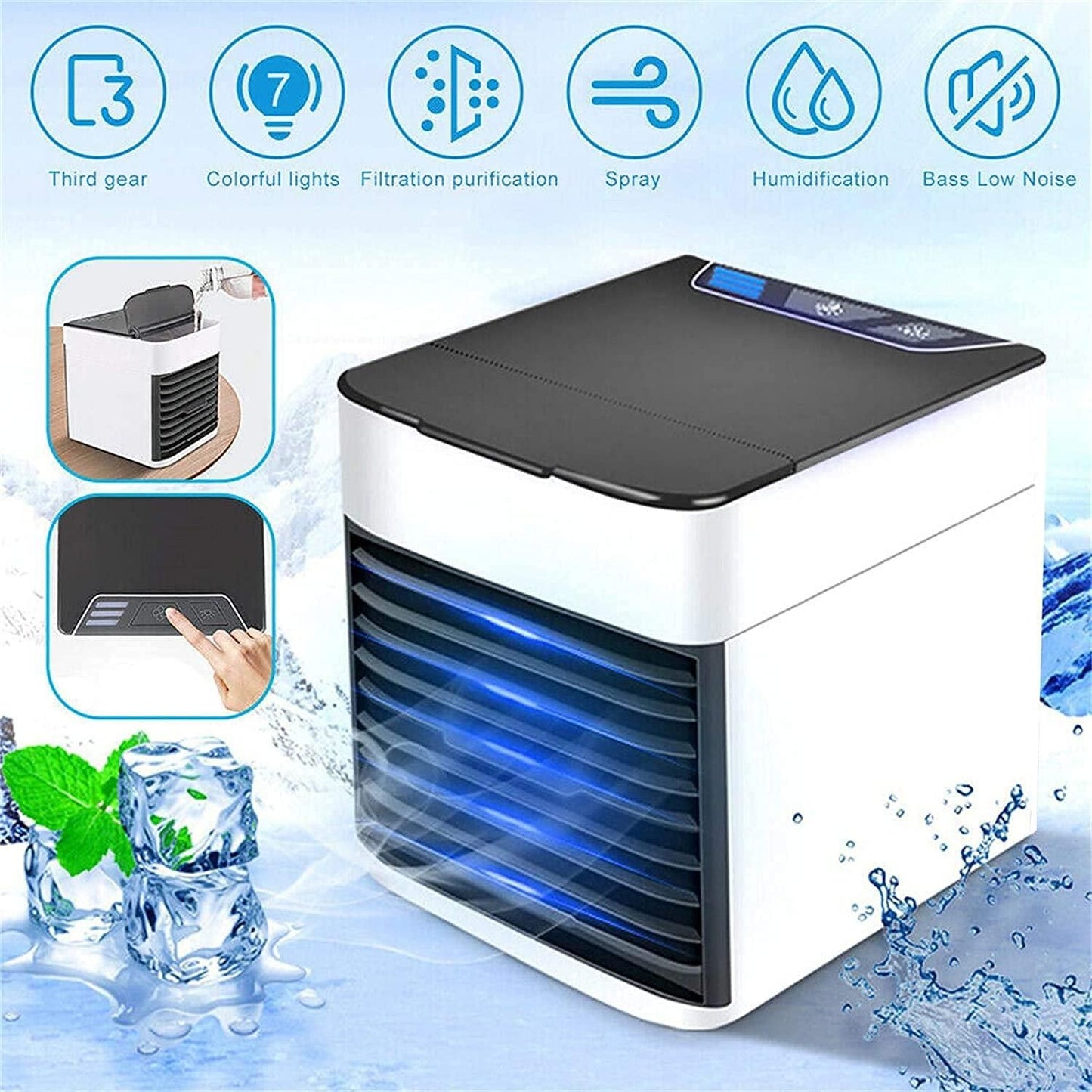 Mini Air Conditioner Air Cooler – 3-in-1 Cooling, Purifying & Humidifying!