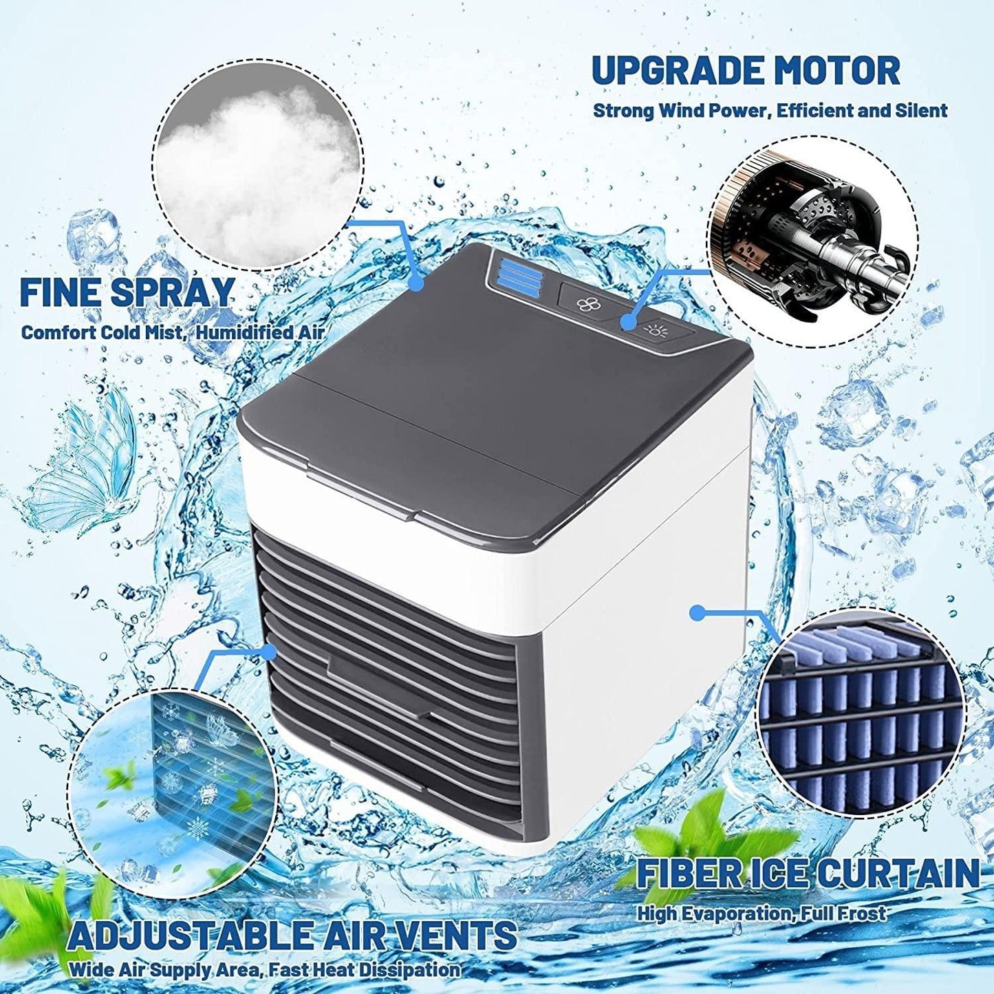 Mini Air Conditioner Air Cooler – 3-in-1 Cooling, Purifying & Humidifying!